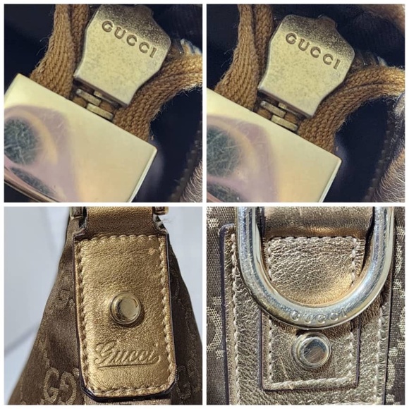 Authentic GUCCI GG Fabric Abbey Medium D-Ring Hobo Bag Gold - Picture 8 of 15
